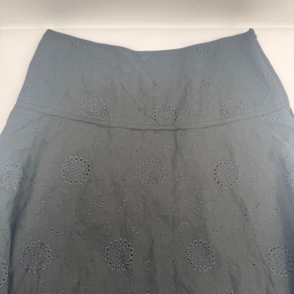 Carole Little Skirt Women 14 Black Eyelet Linen Blend Vintage Boho Goth Festival - Picture 8 of 13